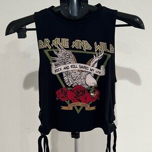 Brave and Wild Black Graphic Tank Top